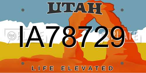IA78729 Utah License Plate