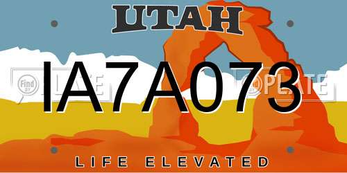 IA7A073 Utah License Plate