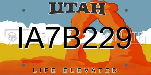IA7B229 Utah License Plate