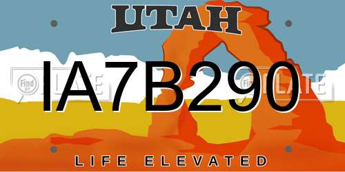 IA7B290 Utah License Plate