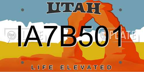IA7B501 Utah License Plate