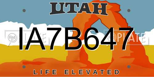 IA7B647 Utah License Plate
