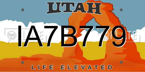 IA7B779 Utah License Plate