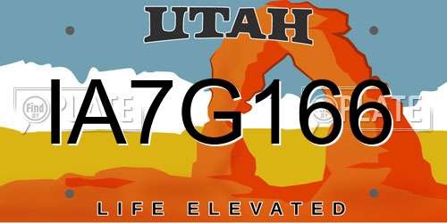 IA7G166 Utah License Plate