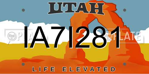 IA7I281 Utah License Plate