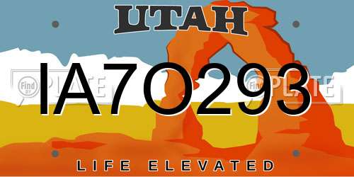 IA7O293 Utah License Plate