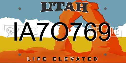 IA7O769 Utah License Plate