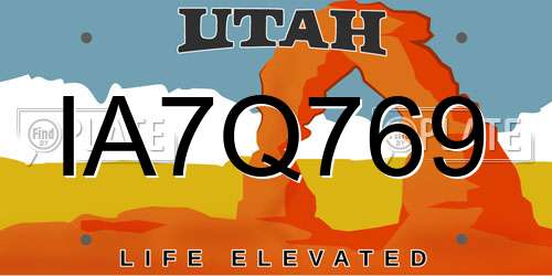 IA7Q769 Utah License Plate