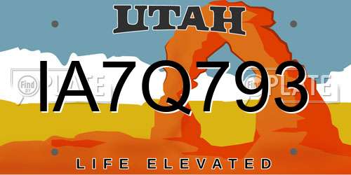 IA7Q793 Utah License Plate