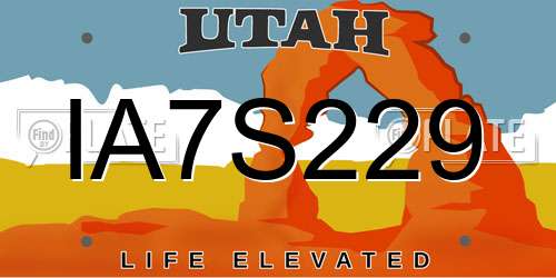 IA7S229 Utah License Plate