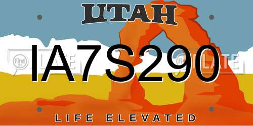 IA7S290 Utah License Plate