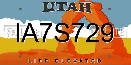 IA7S729 Utah License Plate