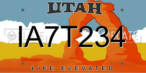 IA7T234 Utah License Plate