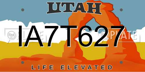 IA7T627 Utah License Plate