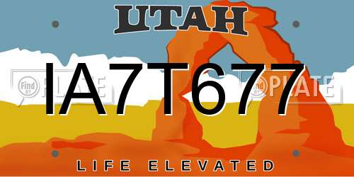 IA7T677 Utah License Plate
