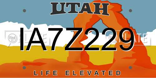 IA7Z229 Utah License Plate