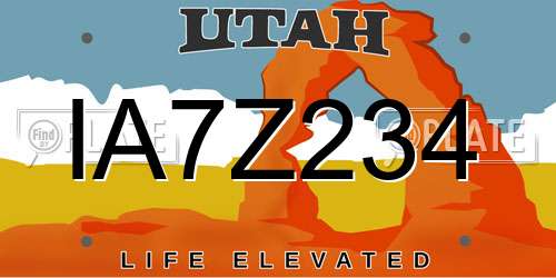 IA7Z234 Utah License Plate