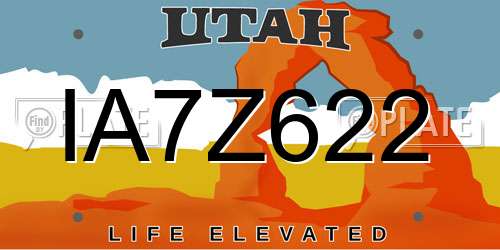 IA7Z622 Utah License Plate