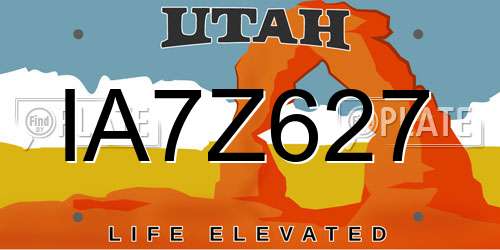 IA7Z627 Utah License Plate