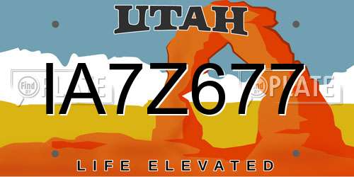 IA7Z677 Utah License Plate