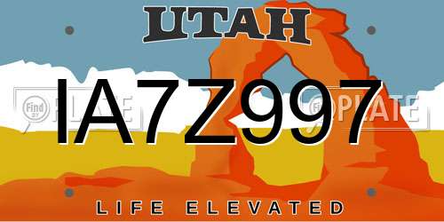 IA7Z997 Utah License Plate