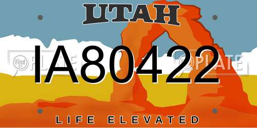 IA80422 Utah License Plate