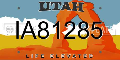 IA81285 Utah License Plate