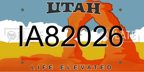IA82026 Utah License Plate