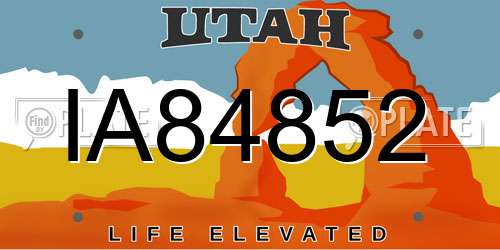 IA84852 Utah License Plate