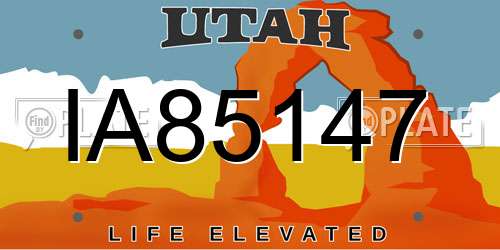 IA85147 Utah License Plate
