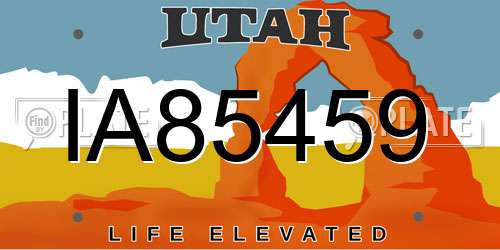 IA85459 Utah License Plate