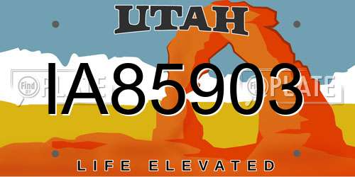 IA85903 Utah License Plate