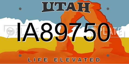 IA89750 Utah License Plate