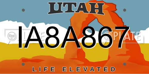 IA8A867 Utah License Plate