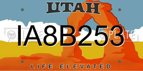 IA8B253 Utah License Plate