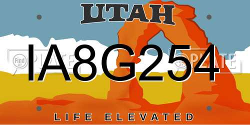IA8G254 Utah License Plate