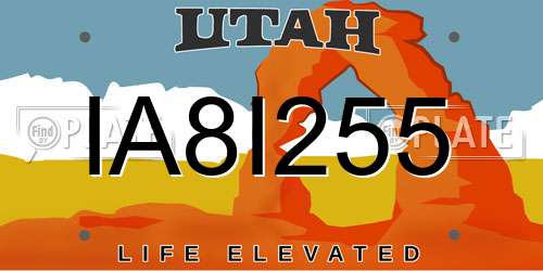 IA8I255 Utah License Plate