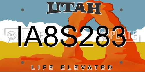 IA8S283 Utah License Plate