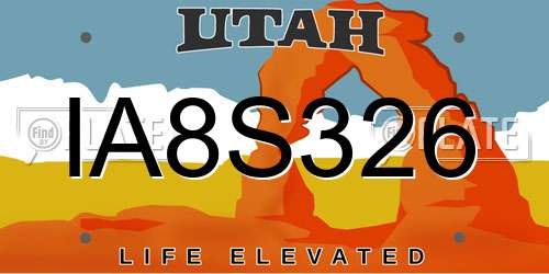 IA8S326 Utah License Plate