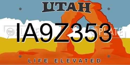 IA9Z353 Utah License Plate