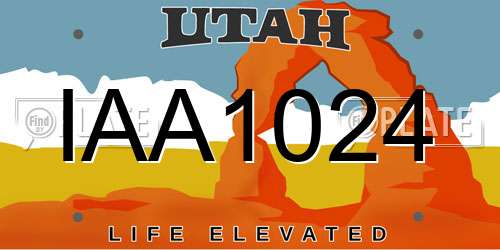IAA1024 Utah License Plate