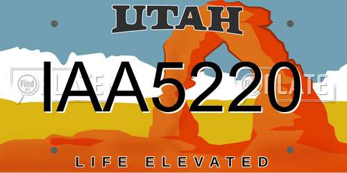 IAA5220 Utah License Plate
