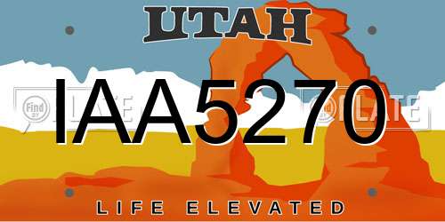 IAA5270 Utah License Plate