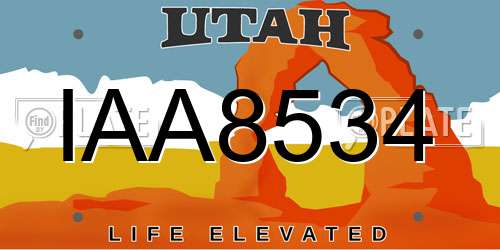 IAA8534 Utah License Plate
