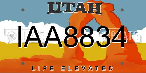 IAA8834 Utah License Plate