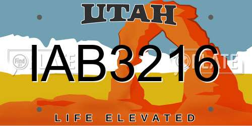 IAB3216 Utah License Plate