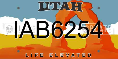 IAB6254 Utah License Plate