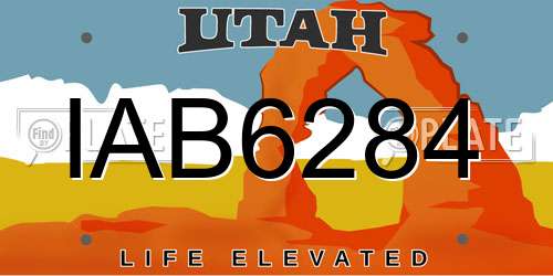 IAB6284 Utah License Plate