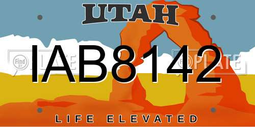 IAB8142 Utah License Plate