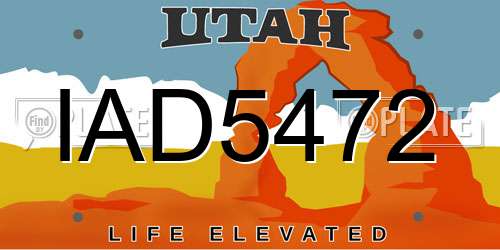 IAD5472 Utah License Plate